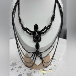 Stunning sexy bold black sparkly necklace